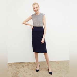 MM Lafleur Harlem Skirt Womens Size XXL Navy Stretch Jardigan Knit Foldover